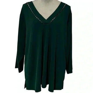 Calvin Klein V-Neck Mesh Green Blouse